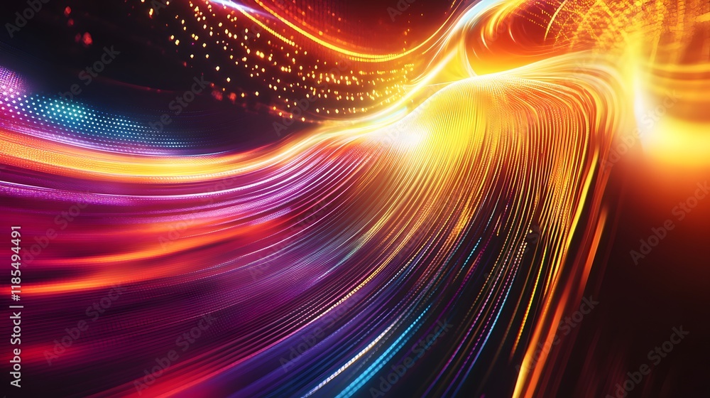 Poster abstract colorful light trails swirling dynamically