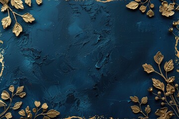 Abstract floral frame subtle gold splash copy space