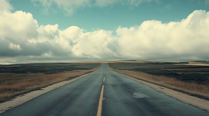 Naklejka premium Endless Road Through Serene Landscape