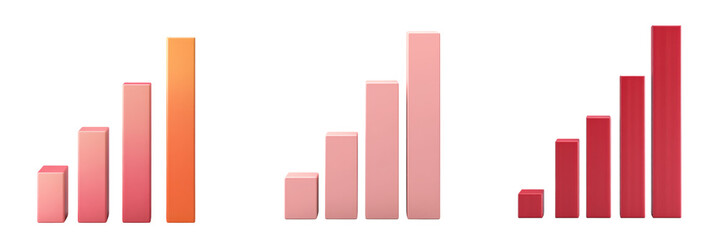 3D bar chart transforming into staircase, representing financial growth and progress
