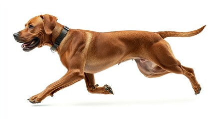 A Stunning Image of a Brown Dog Running at Full Speed, A Dynamic and Energetic Canine in Motion