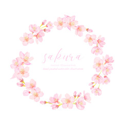 美しい桜の花のベクターイラストフレーム素材