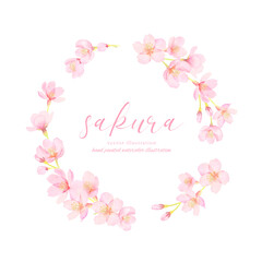 美しい桜の花のベクターイラストフレーム素材