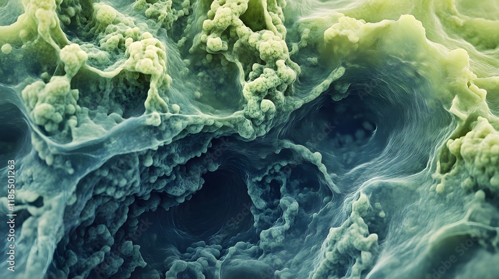 Poster abstract green cellular structure microscopic view