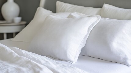 Obraz premium White Linen Bedding: Luxurious Comfort and Simple Elegance