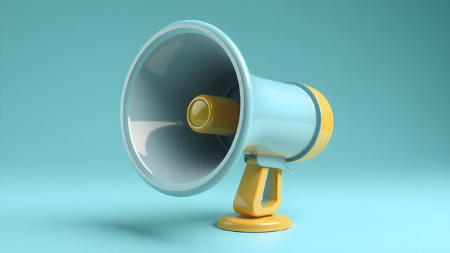 a blue and blue megaphone on a blue background with a yellow handle and a yellow top on a yellow base, Dennis Ashbaugh, new objectivity, redshift render, an ambient occlusion render
