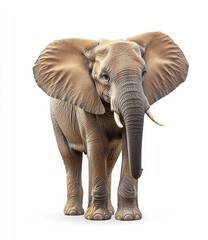 Obraz premium Realistic shot of an African elephant, solid stark solid background, focused lighting