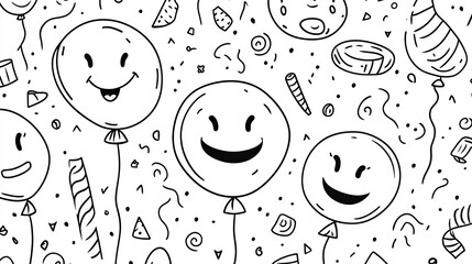 Happy Balloon Party Coloring Page