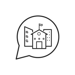 Speech bubble with school building