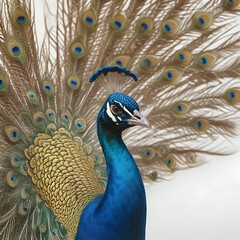 Fototapeta premium Peacock on white background