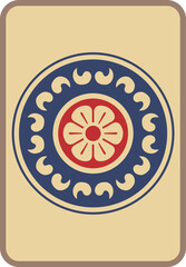 アンティーク風の古びた麻雀牌単品アイコン　一筒