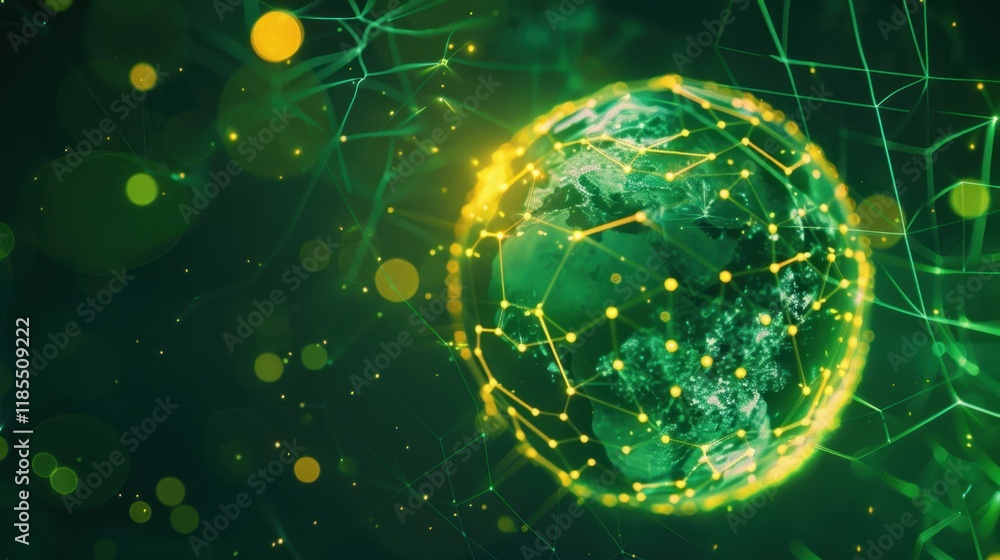 Aufkleber digital globe with network connections and glowing elements, representing global communication and t