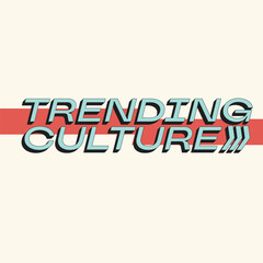 Trending Culture Typography Art with Red Ribbon, Retro Style Color Banner