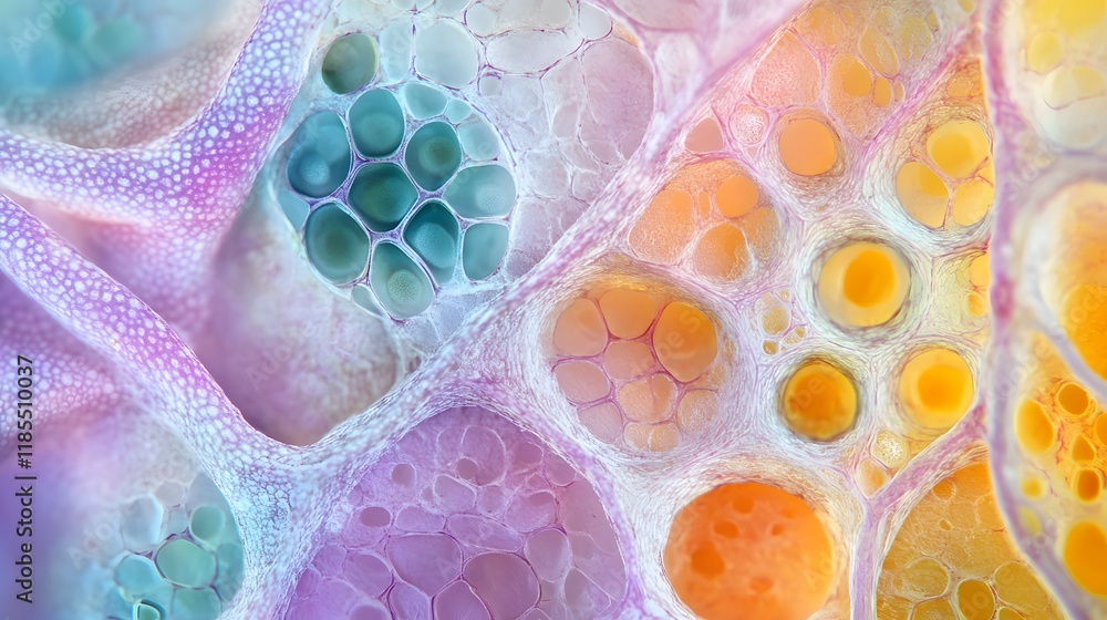 Poster abstract cellular structure in vibrant hues