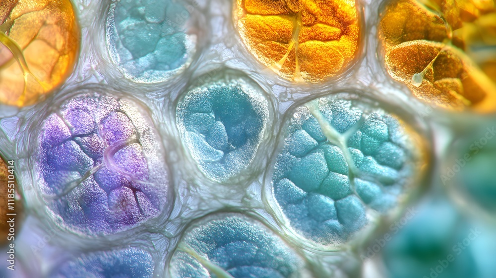 Aufkleber colorful abstract cellular structure microscopic view