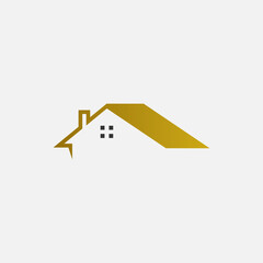 Minimalist House Logo with Gold Gradient Roof. Perfect for use in real estate, property management, architecture, or construction branding.