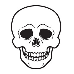 Fototapeta premium The skull icon. Black silhouette of a human skull. Vector illustration isolated on a white background for design and web.