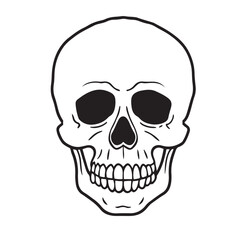 The skull icon. Black silhouette of a human skull. Vector illustration isolated on a white background for design and web.