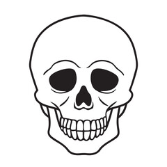 Obraz premium The skull icon. Black silhouette of a human skull. Vector illustration isolated on a white background for design and web.