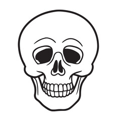 The skull icon. Black silhouette of a human skull. Vector illustration isolated on a white background for design and web.