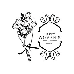 Celebrate Women’s Day with a beautiful greeting card design featuring tulip flowers. This elegant vector illustration is perfect for creating heartfelt messages or printable decor.
