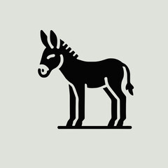 Fototapeta premium very simple flat and minimalist Donkey silhouette in black on a white background