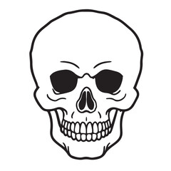 Obraz premium The skull icon. Black silhouette of a human skull. Vector illustration isolated on a white background for design and web.