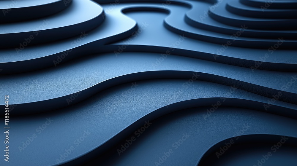 Poster abstract dark blue textured undulating surface with layered depth and dimension