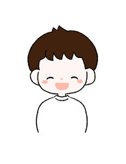 Obraz premium お口を開けて笑う男の子のイラスト