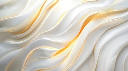 Obraz premium Elegant, flowing cream silk fabric with subtle golden highlights.