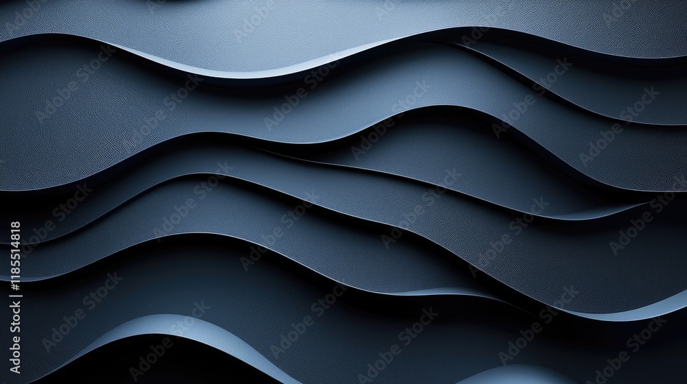 Poster Abstract Dark Blue Textured Waves: A Layered Design with Depth and Movement