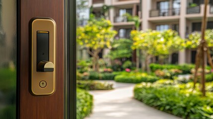 Modern Apartment Door Lock in Bright Residential Area