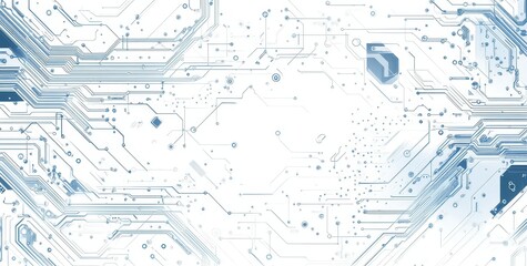 Intricate Seamless Circuit Board Pattern with Electronic Elements and White Edge Design for Technology Concepts