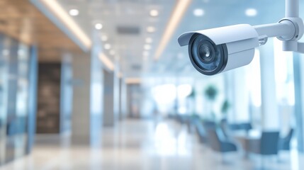 Modern Office Surveillance Camera in Motion Blur
