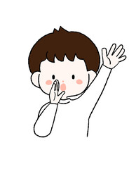 呼びかける男の子のイラスト