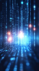 Digital data streams create futuristic atmosphere