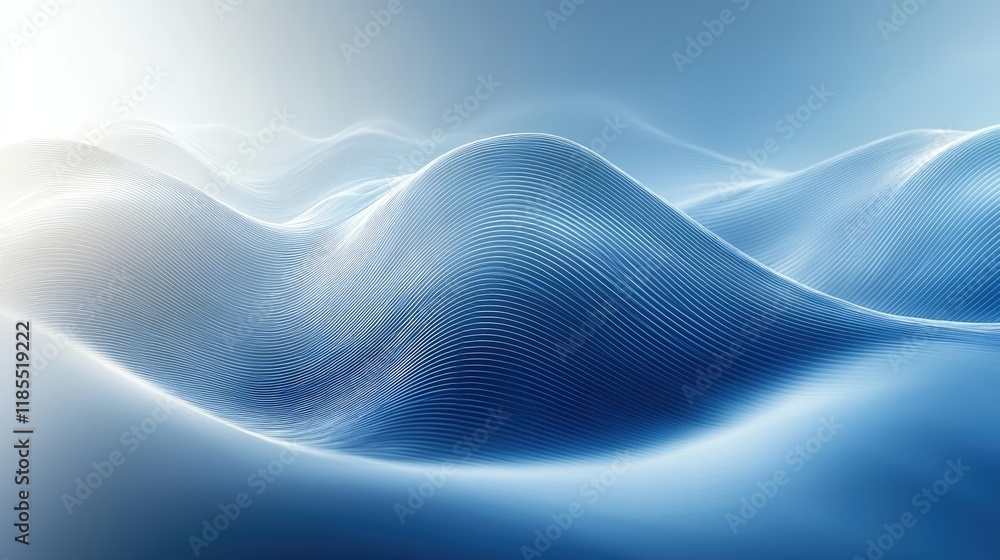 Poster abstract digital landscape: flowing data points and interconnected networks