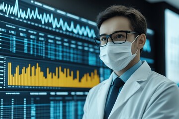Medical professional analyzing data in a high-tech environment.