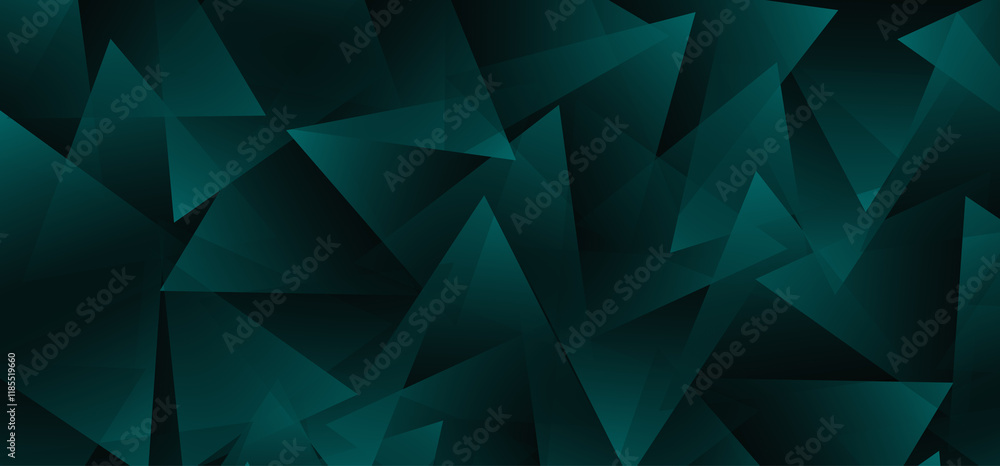 Poster illustration background of triangle colored grey with abstract form and glow effect isolated on blac