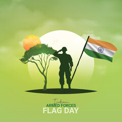 Indian Armed Forces Flag Day Creative ads. Armed Forces Flag creative design. 3D Illustration