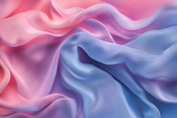 Obraz premium Blended pastel pink and blue fabric textures flowing in gradient patterns, forming an elegant and artistic abstract background for text and branding concepts