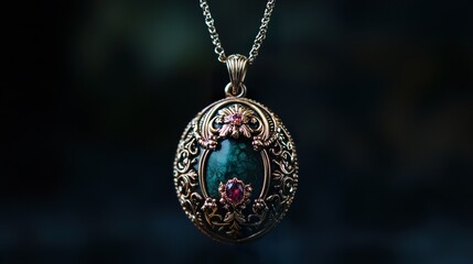 Elegant Green Gemstone Pendant Necklace: Vintage Jewelry