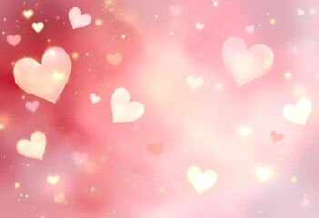 Delicate Pink Hearts Background with Sparkling Effect