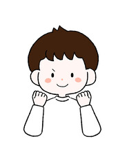 ガッツポーズをする男の子のイラスト