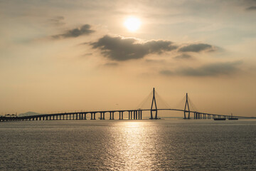 인천대교의 일몰 풍경