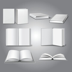 a realistic mockup of an empty, blank book, showcasing its open pages and clean layout. Ideal for presentations, it emphasizes creativity and potential for customization.