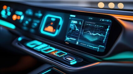 Futuristic Dashboard with Glowing Effects and Statistics