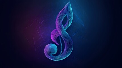 Abstract Glowing Treble Clef Digital Art Design