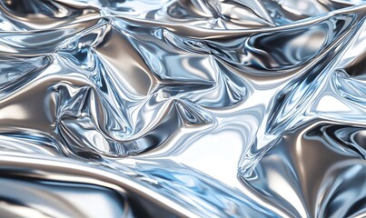Abstract silver and blue liquid metal texture.