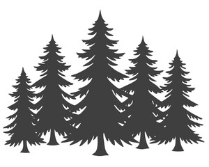 Obraz premium A festive winter forest with snow-covered pine and fir trees, perfect for a Christmas card or holiday decoration design